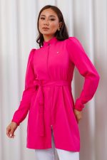 jaleco-oxfordine-rosa-pink-funcional-poliester-gola-padre-ziper-amarraçao-confortavel-medicas-clinicas-esteticas