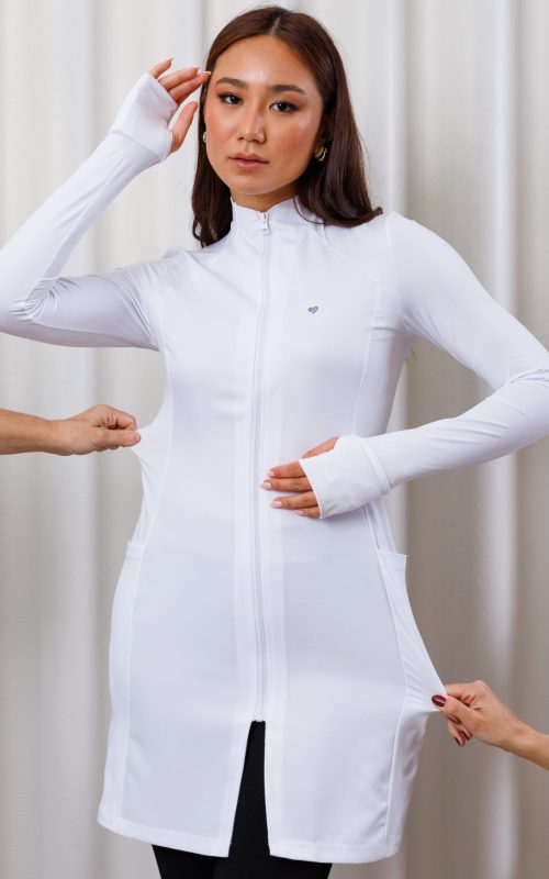 jaleco-flexivel-malha-maleavel-elastico-branco-slim-manga-longa-moderno-recortes-performance-desempenho-medicas-esteticistas-clinicas-saude-flex-conforto