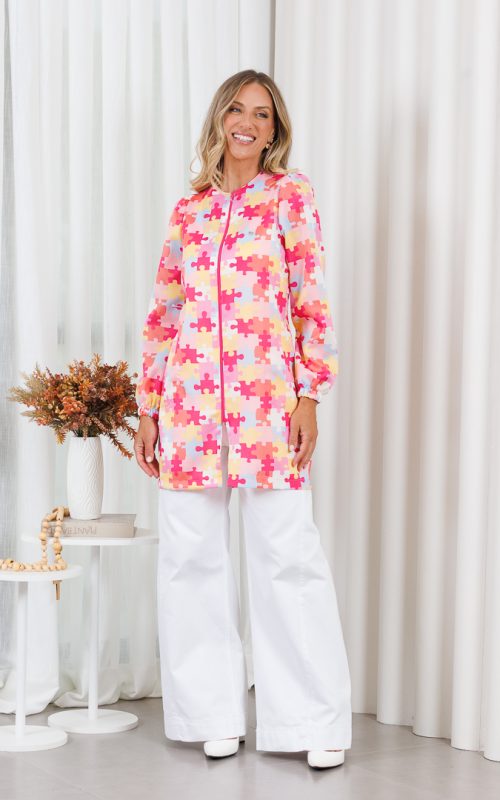 Jaleco-Chic-Estampa-Quebra-Cabeca-Oxford-Tecido-Leve-Verao-Manga-Longa-Manga-Princesa