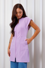 jaleco-manga-curta-lilas-flexivel-confortavel-clinica-medica-estetica-saude-beleza