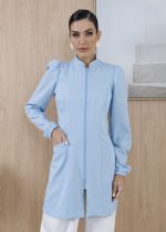 jaleco-feminino-azul-claro-gabardine-poliester-manga-longa-bufante-medicas-doutoras-estetica-clinica-equipes-mulheres-saude