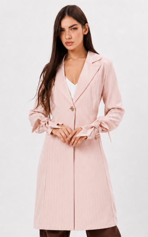Jaleco Feminino Risca de Giz Alfaiataria Sofia Rosê