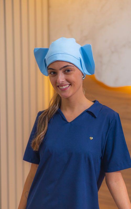 Touca Cirúrgica Unissex Ajustável Gabardine Elefante Azul