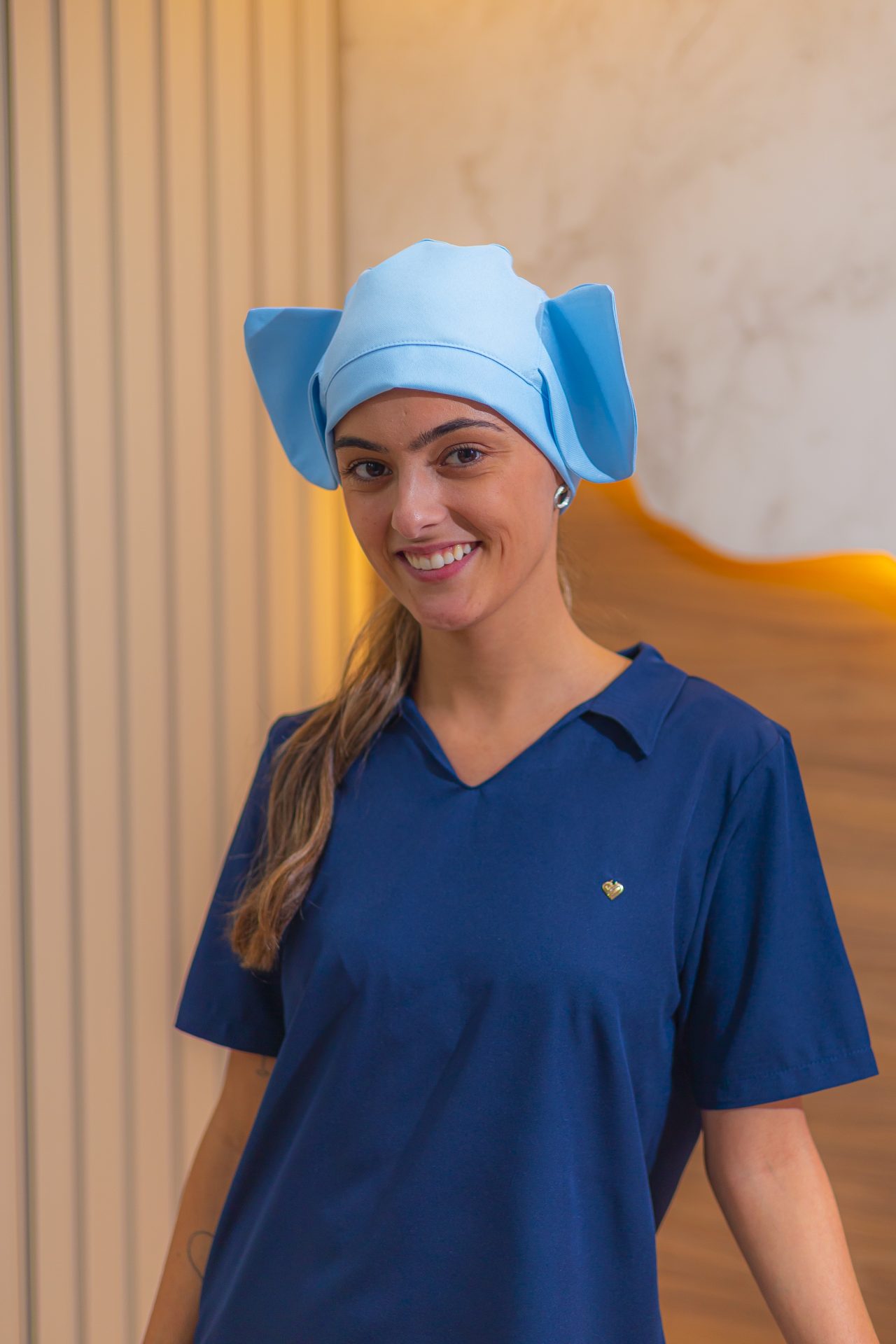 Touca Cirúrgica Unissex Ajustável Gabardine Elefante Azul