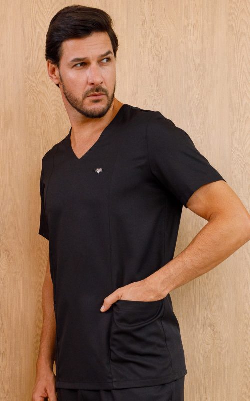 scrub-conjunto-pijama-cirurgico-masculino-luiz-preto-poliester-cagardine-enfermeiro-medico-hospital-clinica-masculino-saude