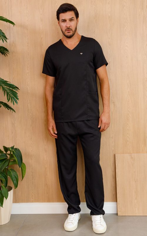 scrub-conjunto-pijama-cirurgico-masculino-luiz-preto-poliester-cagardine-enfermeiro-medico-hospital-clinica-masculino-saude