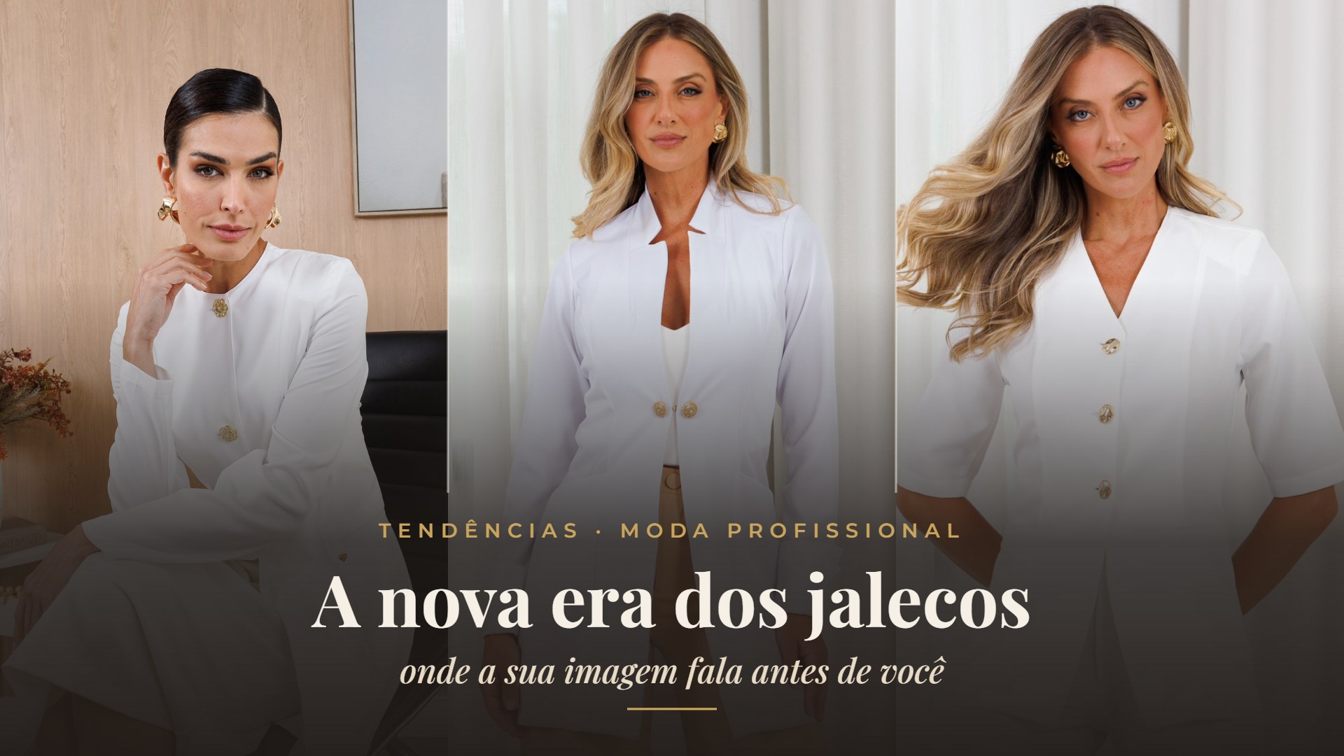 Jaleco Cecília Off-White, Jaleco Natali Branco e Conjunto Scrub Nobre Off-White — a nova era dos jalecos femininos elegantes Jussara Nunes